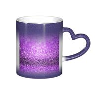 LKLDDPZB Sparkling Purple Glitter Print Heat Changing Coffee Mug â€“11 Oz Magic Color Changing Mug, Ceramic Thermal Reactive Cup for Men and Women