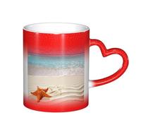 LKLDDPZB Starfish Ocean Beach Print Heat Changing Coffee Mug â€“11 Oz Magic Color Changing Mug, Ceramic Thermal Reactive Cup for Men and Women