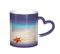 LKLDDPZB Starfish Ocean Beach Print Heat Changing Coffee Mug â€“11 Oz Magic Color Changing Mug, Ceramic Thermal Reactive Cup for Men and Women
