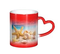 LKLDDPZB Starfish Seashell Ocean Beach Print Heat Changing Coffee Mug â€“11 Oz Magic Color Changing Mug, Ceramic Thermal Reactive Cup for Men and Women