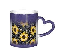 LKLDDPZB Sunflower Bees Print Heat Changing Coffee Mug –11 Oz Magic Color Changing Mug, Ceramic Thermal Reactive Cup for Men and Women