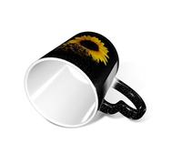 LKLDDPZB Sunflower Floral Butterflies Art Print Heat Changing Coffee Mug â€“11 Oz Magic Color Changing Mug, Ceramic Thermal Reactive Cup for Men and Women
