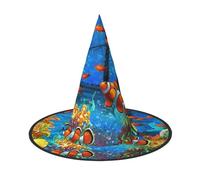 LKLDDPZB The Underwater World Tropical Fish Printed Halloween Witch Hat For Women And Men Pointy Hat Decoration Cosplay