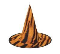LKLDDPZB Tiger Striped Pattern Printed Halloween Witch Hat For Women And Men Pointy Hat Decoration Cosplay