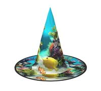 LKLDDPZB Tropical Fish Printed Halloween Witch Hat For Women And Men Pointy Hat Decoration Cosplay