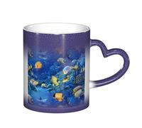LKLDDPZB Tropical Fishes Print Heat Changing Coffee Mug –11 Oz Magic Color Changing Mug, Ceramic Thermal Reactive Cup for Men and Women