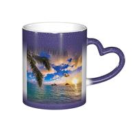 LKLDDPZB Tropical Hawaii Palm Tree Ocean Sea Sunset Print Heat Changing Coffee Mug â€“11 Oz Magic Color Changing Mug, Ceramic Thermal Reactive Cup for Men and Women