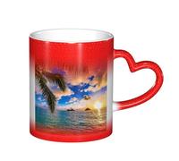 LKLDDPZB Tropical Hawaii Palm Tree Ocean Sea Sunset Print Heat Changing Coffee Mug â€“11 Oz Magic Color Changing Mug, Ceramic Thermal Reactive Cup for Men and Women