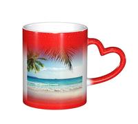 LKLDDPZB Tropical Palm Tree Hawaii Beach Print Heat Changing Coffee Mug –11 Oz Magic Color Changing Mug, Ceramic Thermal Reactive Cup for Men and Women