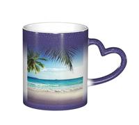 LKLDDPZB Tropical Palm Tree Hawaii Beach Print Heat Changing Coffee Mug –11 Oz Magic Color Changing Mug, Ceramic Thermal Reactive Cup for Men and Women