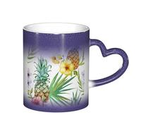 LKLDDPZB Tropical Pineapple Print Heat Changing Coffee Mug –11 Oz Magic Color Changing Mug, Ceramic Thermal Reactive Cup for Men and Women