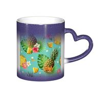 LKLDDPZB Tropical Pineapple Print Heat Changing Coffee Mug –11 Oz Magic Color Changing Mug, Ceramic Thermal Reactive Cup for Men and Women