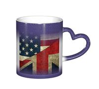 LKLDDPZB USA UK Flag Print Heat Changing Coffee Mug â€“11 Oz Magic Color Changing Mug, Ceramic Thermal Reactive Cup for Men and Women