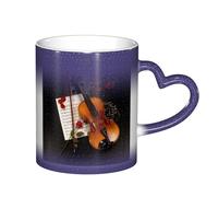 LKLDDPZB Violin Sheet Music Print Heat Changing Coffee Mug â€“11 Oz Magic Color Changing Mug, Ceramic Thermal Reactive Cup for Men and Women