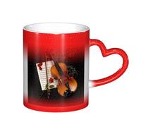 LKLDDPZB Violin Sheet Music Print Heat Changing Coffee Mug â€“11 Oz Magic Color Changing Mug, Ceramic Thermal Reactive Cup for Men and Women