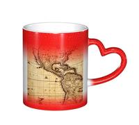 LKLDDPZB World Map Print Heat Changing Coffee Mug â€“11 Oz Magic Color Changing Mug, Ceramic Thermal Reactive Cup for Men and Women