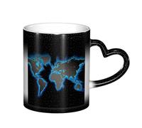 LKLDDPZB World Map Print Heat Changing Coffee Mug –11 Oz Magic Color Changing Mug, Ceramic Thermal Reactive Cup for Men and Women