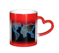 LKLDDPZB World Map Print Heat Changing Coffee Mug –11 Oz Magic Color Changing Mug, Ceramic Thermal Reactive Cup for Men and Women