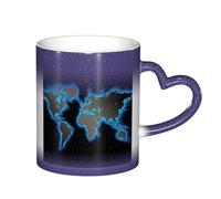 LKLDDPZB World Map Print Heat Changing Coffee Mug –11 Oz Magic Color Changing Mug, Ceramic Thermal Reactive Cup for Men and Women