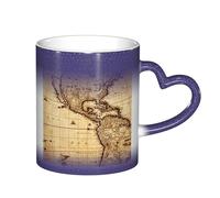 LKLDDPZB World Map Print Heat Changing Coffee Mug –11 Oz Magic Color Changing Mug, Ceramic Thermal Reactive Cup for Men and Women