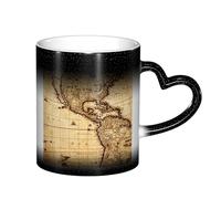LKLDDPZB World Map Print Heat Changing Coffee Mug –11 Oz Magic Color Changing Mug, Ceramic Thermal Reactive Cup for Men and Women