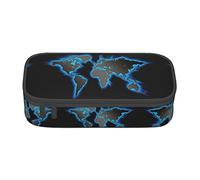 LKLDDPZB World Map Print High-Capacity Layered Pencil Bag - Full Print Design, Durable Oxford Cloth Construction, Versatile and Organized Solution for Your Stationery and Accessories