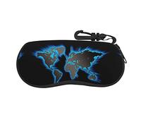 LKLDDPZB World Map Print Ultra-Lightweight & Portable Soft-Shell Glasses Case (Horizontal Design) â€“ Full-Frame Double-Sided Print With Chloroprene Rubber Material