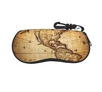LKLDDPZB World Map Print Ultra-Lightweight & Portable Soft-Shell Glasses Case (Horizontal Design) â€“ Full-Frame Double-Sided Print With Chloroprene Rubber Material