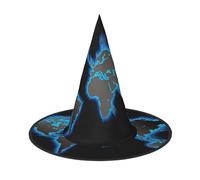 LKLDDPZB World Map Printed Halloween Witch Hat For Women And Men Pointy Hat Decoration Cosplay