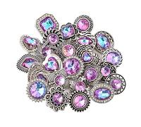 LKLDM 24PCS Mixed Style Rhinestones Snaps Jewelry Charms Ginger Buttons 18/20mm for Interchangeable Snaps Jewelry Making Women DIY Bracelets Necklaces Rings Brooch Accessories (Pink)