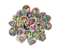 LKLDM 24PCS Mixed Style Rhinestones Snaps Jewelry Charms Ginger Buttons 18/20mm for Interchangeable Snaps Jewelry Making Women Teens Girls DIY Bracelets Necklaces Rings Brooch Accessories (Green)