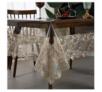 LKLNCXC Tablecloth Clear Vinyl Tablecloth PVC Oil Proof Spill Table Protector, Transparent Cover with Lace Macrame Border for Dining Tables Kitchen Home(130X180CM)