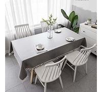LKLNCXC Tablecloth Cotton Linen Tablecloths 140x200cm, Table Clothes for Rectangle Tables, Water Resistance cover, Fabric Tablecloth, for Indoor/Outdoor(Grey,140x260CM)