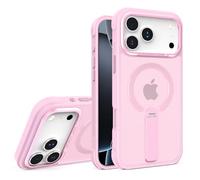 LKMCSOK iPhone 17 Pro MAX Case, with 360° Stand, [Compatible with MagSafe] [Superior Touch Feeling] Slim Magnetic Case, Shock and Scratch Resistant, Translucent Matt, Pink