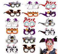 LKNBIF 16 Piece Halloween Eyeglasses, Party Costumes Paper Glasses,for Kids Fancy Dress, Boys & Girls, Masquerade, Halloween, Christmas Party Decorations, Costume Accessories