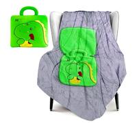 LKNBIF 2-in-1 Blanket and Pillow, Dinosaur Travel Pillow & Blanket Hand Ultralight Portable, Throw Blankets for Long Airline Flights Business trip and Office, Plane Car Camping (Green)