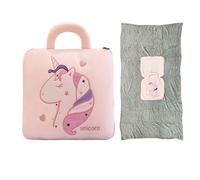 LKNBIF 2-in-1 Blanket and Pillow, Unicorn Travel Pillow & Blanket Hand Ultralight Portable, Throw Blankets for Long Airline Flights Business trip and Office, Plane Car Camping (Blue)