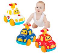 LKNBIF Baby Toy Cars,3 Pieces Cars for Toddler, Press and Go Baby Toy Cars for 1 2 3 Year Old Boys, Cartoon Wind up Cars Toy Vehicles for Kids Boys Girls Birthday Gifts