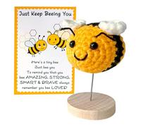 LKNBIF Bee Crochet Soft Dolls, Interesting Knitted Dolls, Cute Little Bee Handmade Woven Doll Gifts, Comes With a Greeting Card and Base, Creative Decorative Accessories Gifts, Parts Green