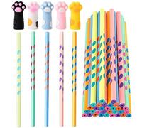 LKNBIF Cat Pen Set, Stationery Set with Cute Cat Paws, 30 Cat Silicone Pencil Caps, 30 Cat Pencils for Children, For Birthdays, Christmas Parties, Classrooms, Schools, Reward Gifts