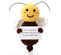 LKNBIF Cute Knitted Bee, Knitted Crochet Doll, Funny Positive Bee, Emotional Support Gift, Knitted Inspirational Animal Dolls, Encouragement Gifts Toy for Family and Friends Parts Red