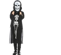 LKNBIF Devil Costumes, Creative Parody Skeleton Suit, Kids Unisex Skeleton Jumpsuit Halloween Fancy Dress, Glove and Men's Skull Mask Set, Halloween Carnival Outfits Cosplay Fancy Dress Party-D
