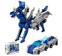 LKNBIF Dragon Transforming Car, 2 In 1 Collision Deformation Cars, Transformation Car with Crash and Transform Feature, for Children of all ages Creative Gift（Blue-silver）