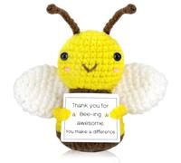 LKNBIF Mini Funny Positive Bee with Positive Card, Cute Handmade Crochet Good Luck Presents, Emotional Support Gift Desktop Decoration, Cute Bee Gifts for Women Teachers Family Friends