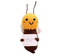 LKNBIF Positive Bee Doll, Cute Plush Knitted Doll, Stuffing Decoration Inspirational Positive Ornaments, Healing Bee Soft Dolls Gift, for Kids Adults Birthday Holiday, Flat Orange