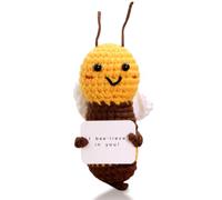 LKNBIF Positive Crochet Bee, Cute Knitted Bee Doll, Stuffing Healing Bee Soft Dolls, Emotional Support Inspirational Bee Crochet Gift, Thank You Leaving Gift for Colleagues Women Men, Flat Orange