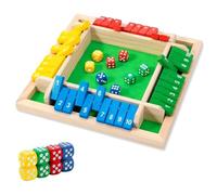 LKNBIF Shut the Box Game, Wooden Table Game, Classic 2-4 Player Dice Game, Wooden Math Traditional Pub Board Educational Math Number Dice Games for Adults