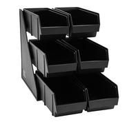 lkoewqzamx Self Serve Condiment Bin Stand Set, Upright Breakroom Coffee Condiment Storage Organizer Bin, Back Hanging Hole, 3-Tier, 6 Compartments, 11.02''L x 22.07''W x 13.78''H