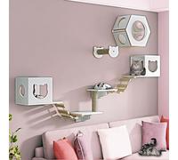 LKPMGOA Cat Climbing Shelf Wall Mounted, Cat Activity Tree with Scratching Posts, Widen the Platform, Reinforced Below, Save Space(9-4pcs)