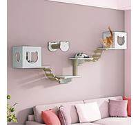 LKPMGOA Cat Climbing Shelf Wall Mounted, Cat Activity Tree with Scratching Posts, Widen the Platform, Reinforced Below, Save Space(8pcs)